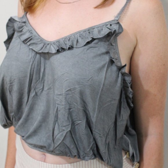 Super Soft Grey Pol Crop Top - Picture 2 of 5